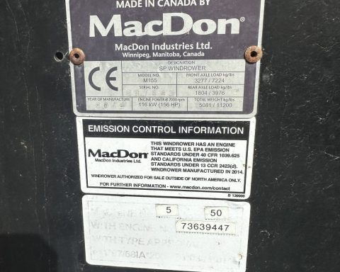 MacDon M155 Swather c/w 20′ Header