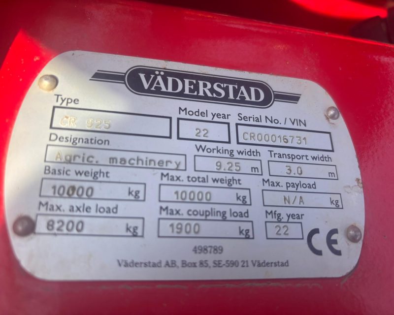 Vaderstad Carrier CR 925 CB + Bio Drill 360.