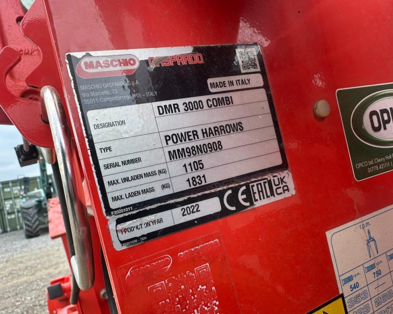 Maschio 3m Power Harrow / Drill Combination (Un-used)