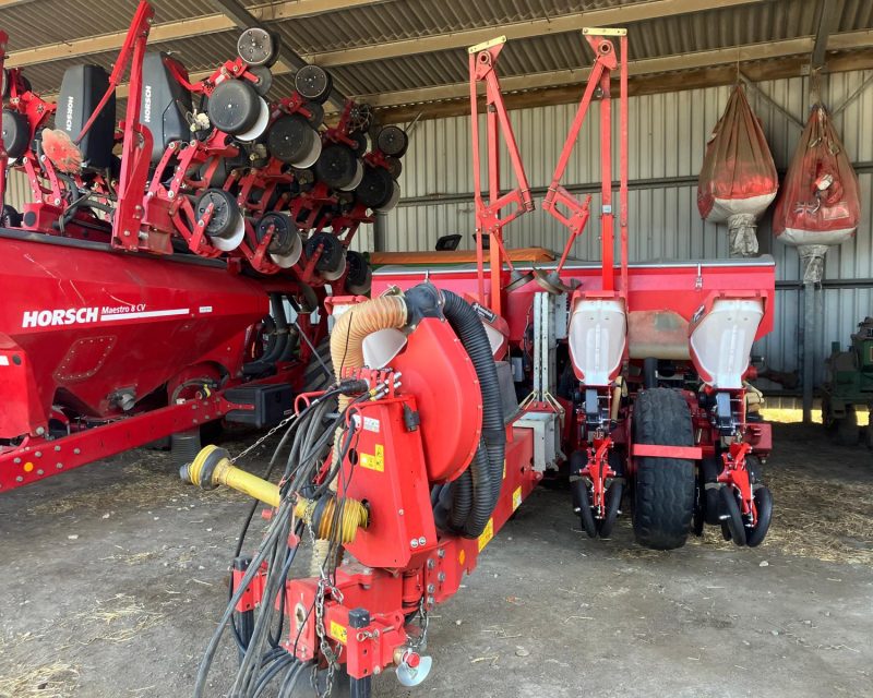 Kverneland Optima TFprofi 8 row trailed maize planter.