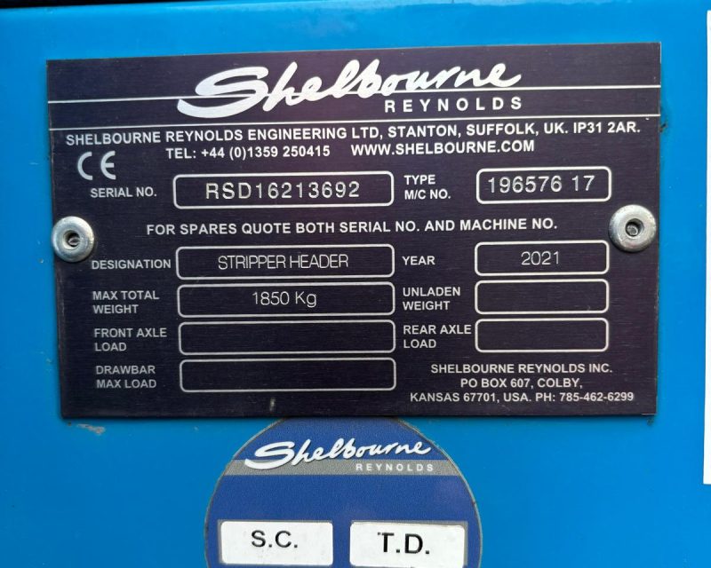 Shelbourne Reynolds RDS 16 stripper header 4.9m