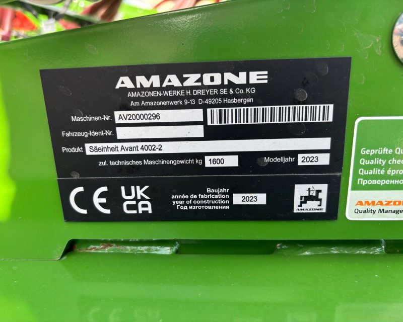 Amazone KG 4002-2 c/w: Avant 4002-2