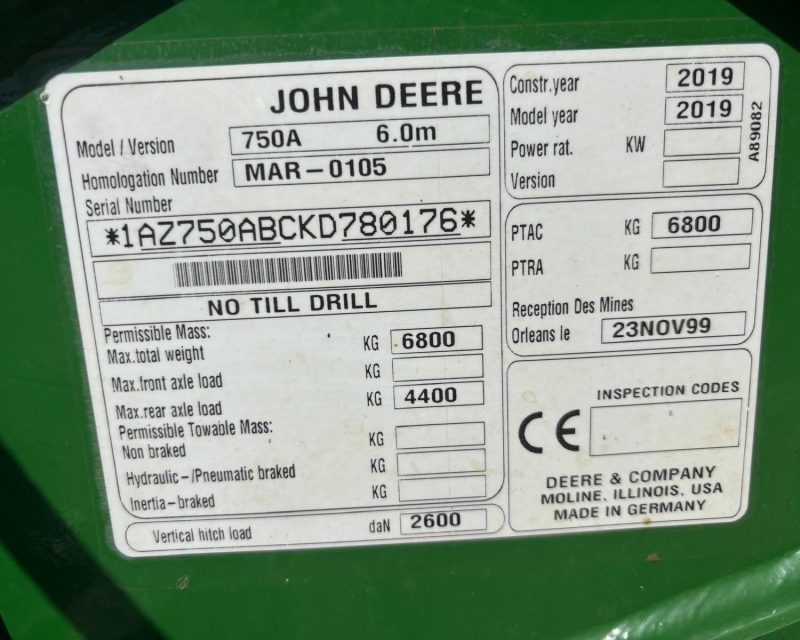 John Deere 750A 6m ProSeries Opener