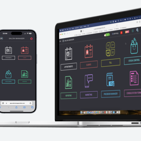 Salon Manager Home Screen on laptop and mobile