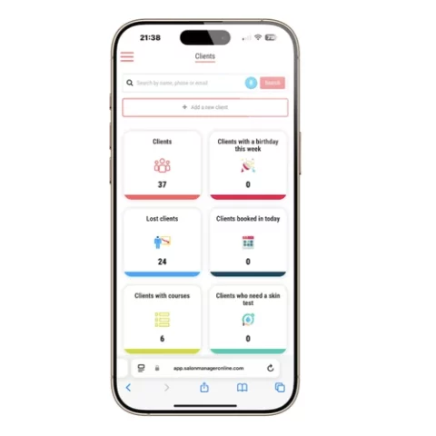 Client search screen in Salon Manager