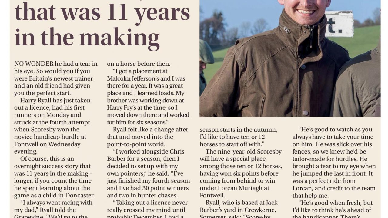 From the National Horseracing College to Training Success: Harry Ryall’s Journe