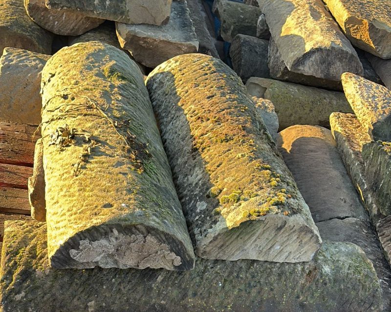 Reclaimed Natural Stone Saddle Back / Half Round Wall Coping